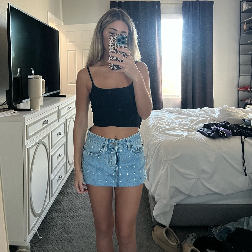 LF Carmar Denim rhinestone skirt